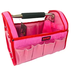 Pink Tool Carry-All with Multiple Pockets and Metal Handle  - AB73-13W-PNK