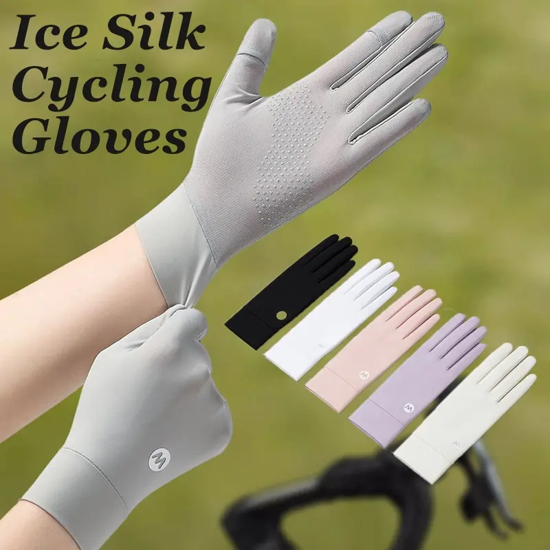 Ice Silk Sun Protection Gloves, Biking Gloves, Non Slip Gloves, Anti-Slip Touchscreen, UV Protective, Ideal for Cycling and Outdoor Sports, Sporty Style, Plain Surface