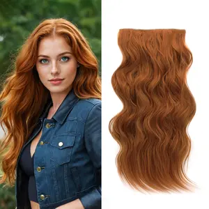 #Summervibes [QBEAUTY]  Blonde/Brown/Red  Clip- in Synthetic Hair Extensions Long Wavy 4PCS Thick Hairpieces  Double Weft Natural Hair Extensions for Women New Upgraded Lace Weft  Same Amount Of Full Hair With Lighter Weight All Day Comfort