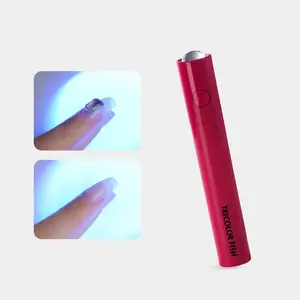 TRICOLOR FISH Handheld UV Light for Gel Nails, Mini Nail Lamp, Portable Cordless Rechargeable, Fast Curing, Pink