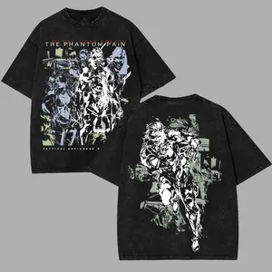 Metal gear solid 5 V the phantom pain solid snake art Men's Wash 2 sided printing Unisex Game Shirt movie gamer gift Menswear Tops graphic tee game fan