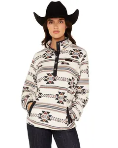 Cinch Women's Southwestern Print Fleece Long Sleeve Snap Pullover - Mak9820019-Cre