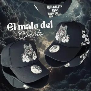El Malo Del Cuento Wolf Design Baseball Cap - Black Adjustable Hat with Unique Embroidery