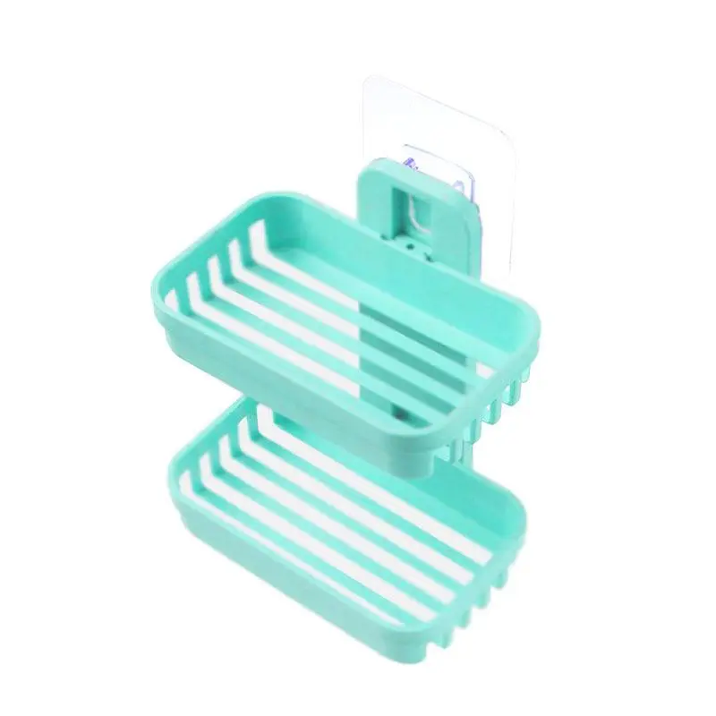Double-layer soap box with bottom drainage rack - Wall-mounted bathroom storage rack, suitable for toiletries and shampoo, Soap Dish Holder, Bathroom Accessories, Bathroom Supplies