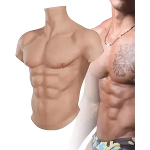 Silicone Muscle Suit For Men Realistic Fake Abs Chest And Arm Muscle Bodysuit SkinLike Texture Comfortable Wear For Cosplay Halloween Party Daily Use