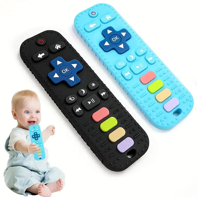 Teething toys for babies, teething rings, teething toys for newborns to 24 months, TV remote control design, baby-friendly teething rings suitable for boys and girls, sensory chew toys, gifts for Halloween, Christmas, and Easter