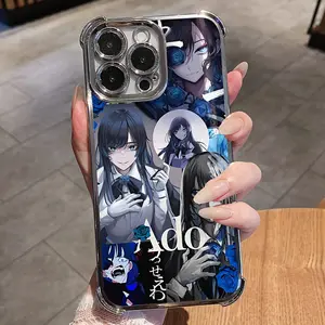 Anime Dark Style Girl Phone Case, Clear Electroplated Cover, Anime Lover Gift