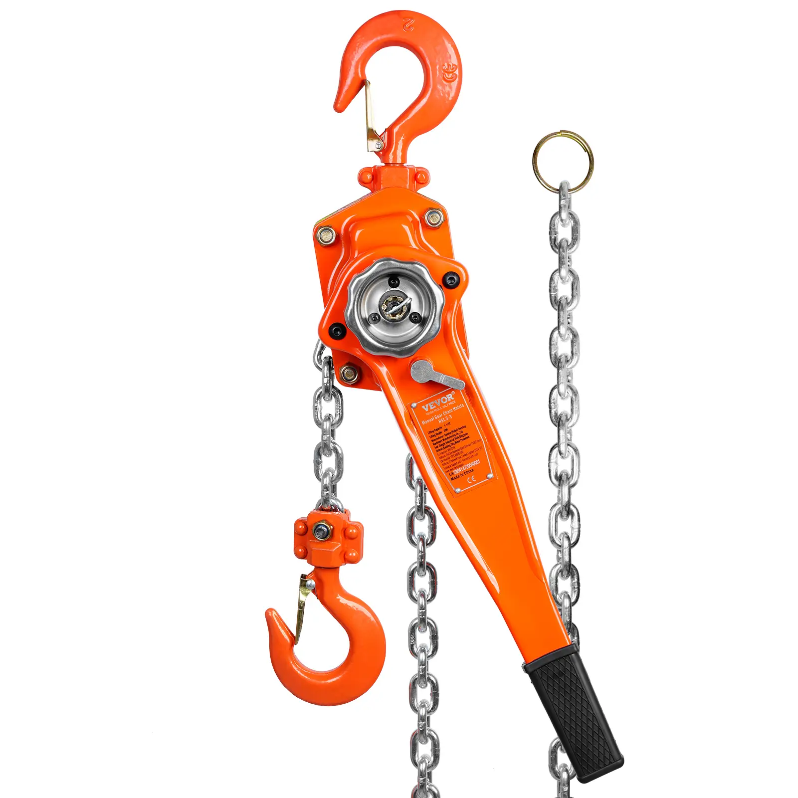 【summerfinds】VEVOR Manual Lever Chain Hoist, 1-1/2 Ton 3300 lbs Capacity 20 FT Come Along, G80 Galvanized Carbon Steel with Weston Double-Pawl Brake,Auto Chain Leading & 360° Rotation Hook, for Garage Factory Dock