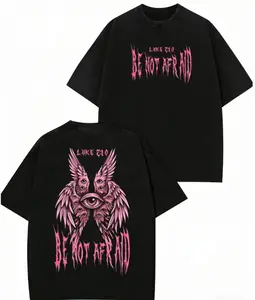 Pink Gothic 'Be Not Afraid' Luke 2:10 T-Shirt, Seraphim Eye Graphic Christian Tee, Soft 100% Cotton, Perfect Gift for Bible Lovers & Edgy Religious Fans