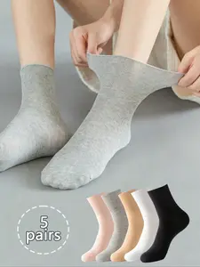 Women's Loose Fit Breathable Knit Socks, Comfortable Mid-Calf Socks, Ideal for Thick Ankles, Outdoor Wear, All Seasons