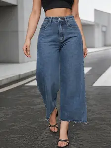 Women's Jeans, Pants, Denim, Casual Fashion, Frayed Hem, Comfortable Fabric, Ideal for Daily Wear, Four-Season Essential, Loose Fit, High Waist, High Quality Jeans, Hi Rise Jeans