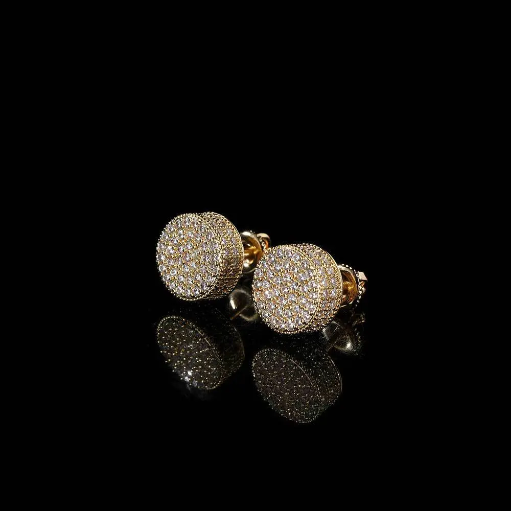 New Hip Hop Earrings Copper Micro Inlaid Zircon Double layered Round Simple Personalized Hiphop Men's and Women's Earrings Thick Studs