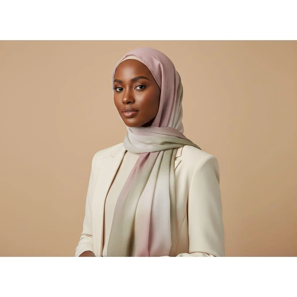 Watercolor Rose Sage Bamboo Modal Hijab - Soft Echo Printed Hijab