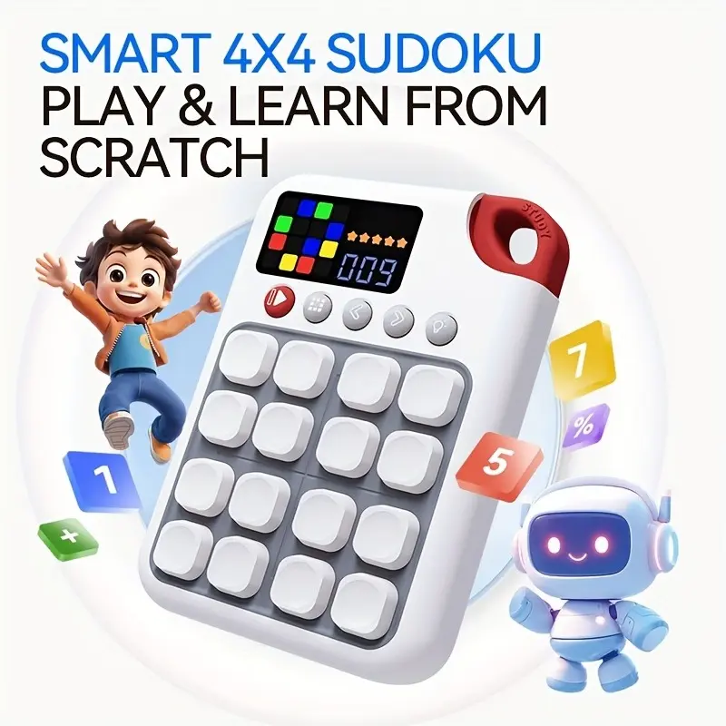Portable Smart Sudoku Game Machine Gift Set, Educational Toy for Kids & Adults, Develops Attention Memory Reaction Skills, Math Learning Tools, Table Math Games