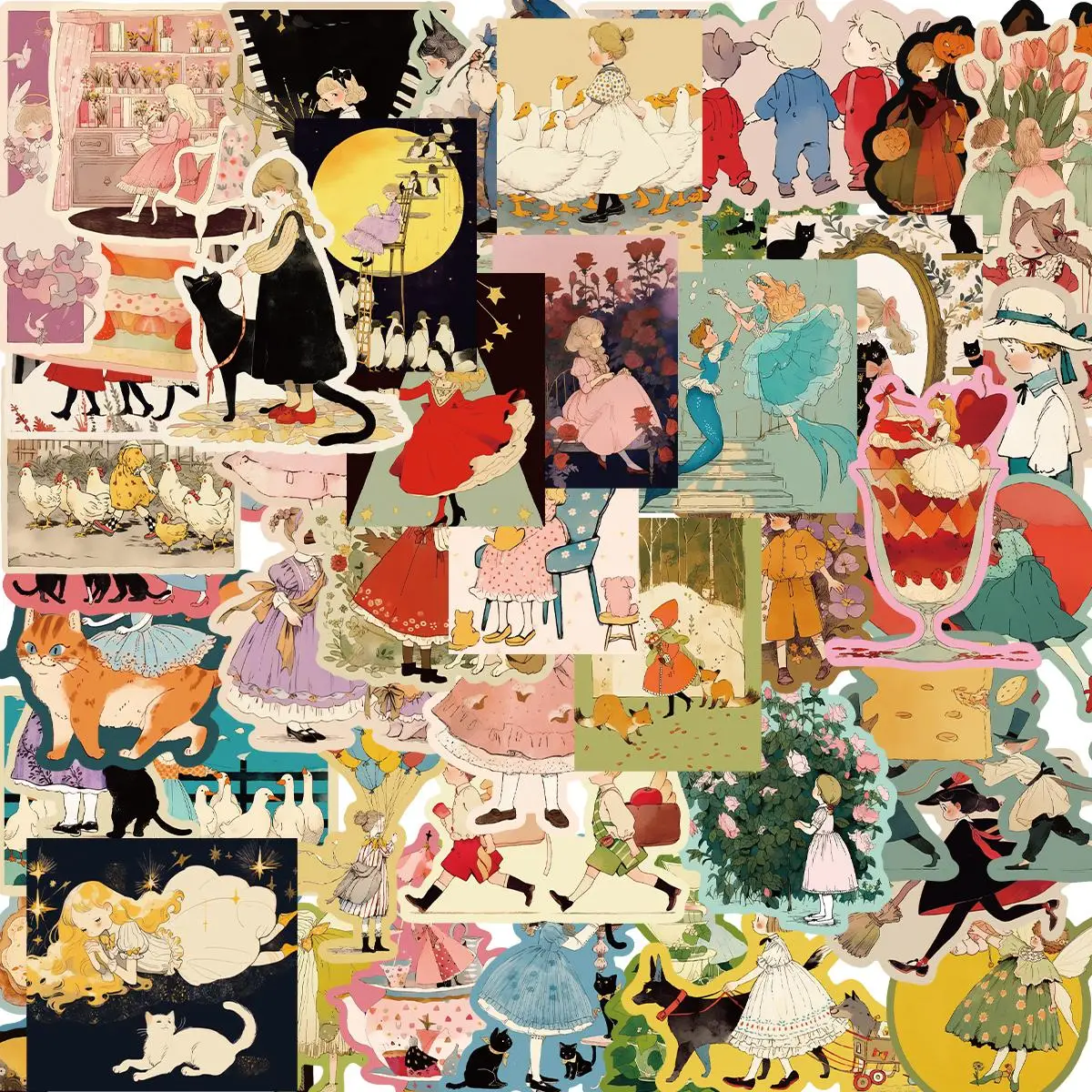 Fairy Tale Themed Sticker, 50pcs/set Waterproof Self Adhesive Decals, DIY Sticker for Gift Greeting Card Water Bottle Laptop Phone