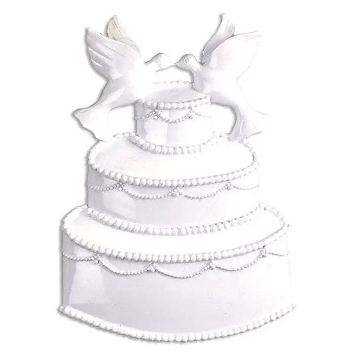 White event wedding cake personalized christmas ornament