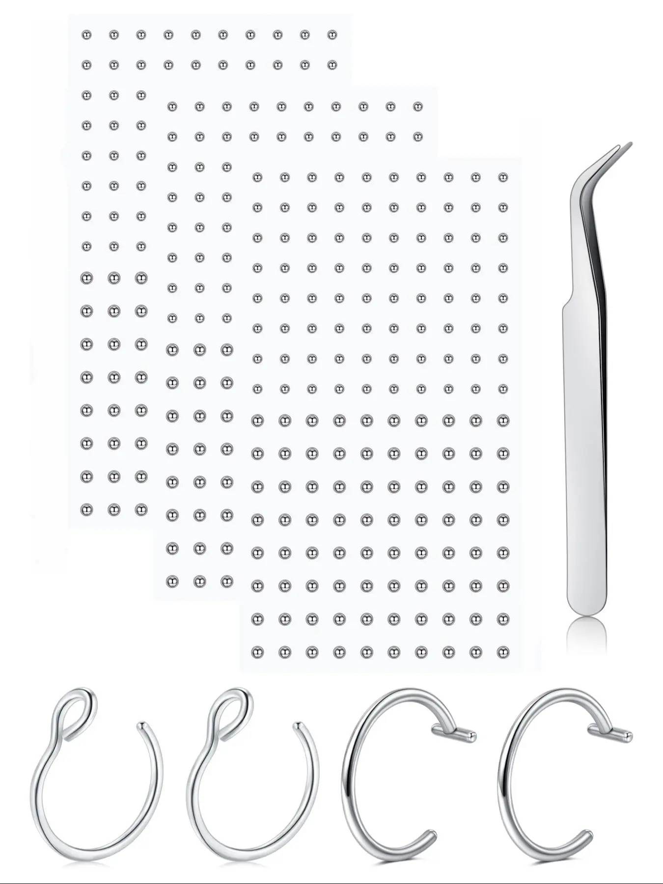 Fake Lip Ring, Fake Lip Piercing, Fake Piercings, Fake Nose Ring Hoop, Fake Nose Cuff, Spiral Nose Ring, Stick on Fake Eyebrow Piercing, Punk Style Body Jewelry for Men & Women