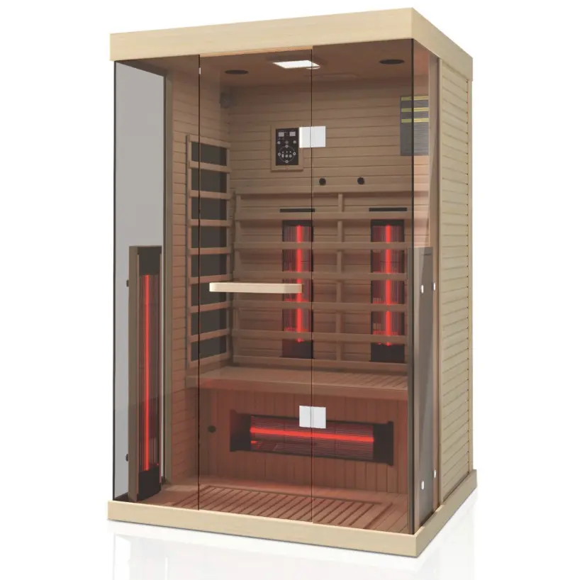 2 Person Low EMF Far Infrared Sauna Hemlock Indoor Sauna w/ Bluetooth