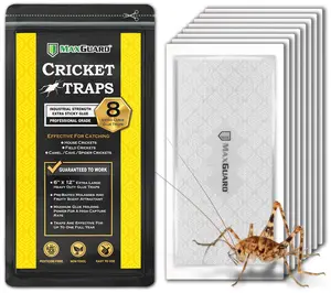Extra Large Cricket Glue Traps with Sticky Pre-Baited Attractant for Crickets, Spiders and Crawling Insects, 8 Pack