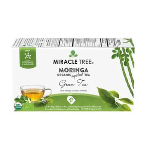 Miracle Tree Organic Moringa Green Tea - Decaffeinated Herbal Blend with Vitamins & Antioxidants - 25 Plastic-Free Tea Bags - USDA Certified Organic - Vegan & Gluten-Free - Beverage