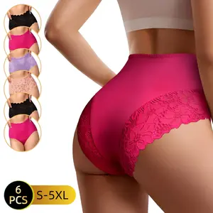 Sexy Lace Underwear for Women High-Waisted Soft Breathable Comfort 4/6/8-Pack Available in S-5XL 5 Gorgeous Colors Womenswear Panties Bridal Breathable Soft 6 PCS SpringStatements