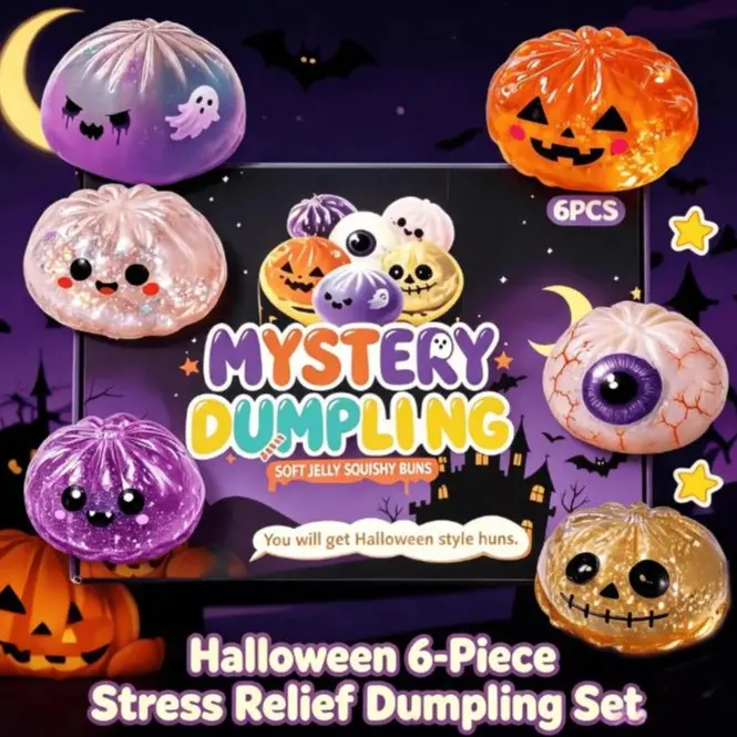 Halloween Ghost Dumpling Glitter Squeeze Toy Set, Spooky Stress Relief Squishy Fidget Toys, Portable Hand Decompression Toy, Halloween Party Favors Trick Treat Bag Fillers Holiday Gifts