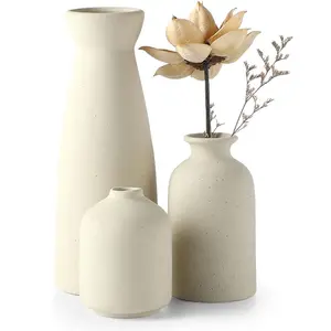 Ceramic Vase Set, 3 Counts/set Modern Rustic Decorative Flower Vase, Flower Arrangement Vase for Farmhouse Home Decor, Decorative Vase for Pampas Grass, Idea Shelf, Table, Bookshelf, Entryway Decor, Ornaments