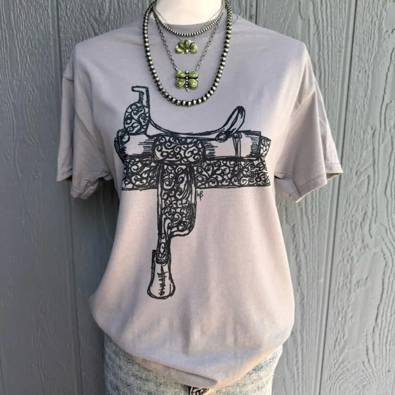 Black tooled saddle Top