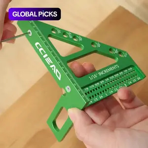 Carpenters Square Ruler Woodworking Square Protractor 3D Multi-Angle Measuring 22.5-90 Degree Speed Square with Position Pin Layout Aluminum Alloy Miter Triangle Ruler Layout Measuring Tools Carpentry Tool