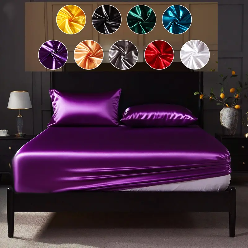 Cosybay Silky Satin Bedding Set - Cooling, Durable, Luxe Touch Fitted Bed Sheet Set (2/3pcs), Hypoallergenic, Smooth, Wrinkle-Free, 15" Deep Pocket Topper-Ready (Twin:2pcs No Top Sheet; Full/Queen/King:3pcs) with Pillowcases #HomeEssentials #BedroomDecor
