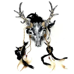 Krampus Ram Goat Demon with Horns Devil Halloween Masquerade Mask, Demonic Metallic Finish Party Masks
