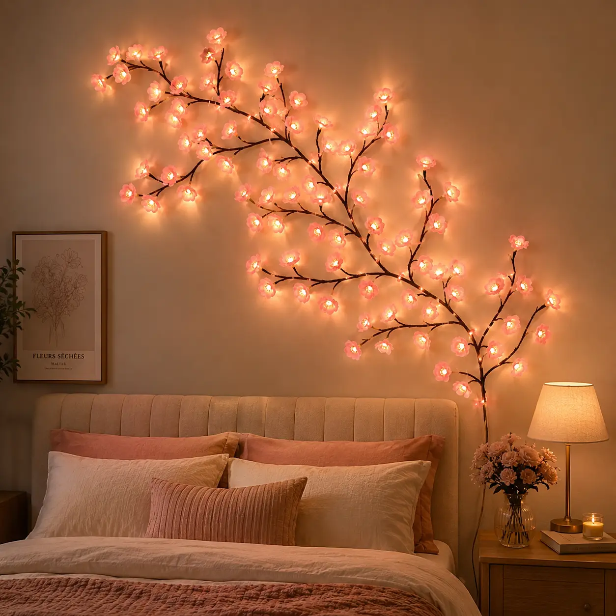 LED Cherry Blossom Tree Branch Light - Glowing LED Vines Garland, DIY Flexible Bendable, Indoor Decorative, Romantic Floral Wall Lighting, Wireless Remote, for Bedroom, Wedding, Romantic Gifts for Girlfriend, Unique Gifts for Wife, Glowing Led Lights, Ind