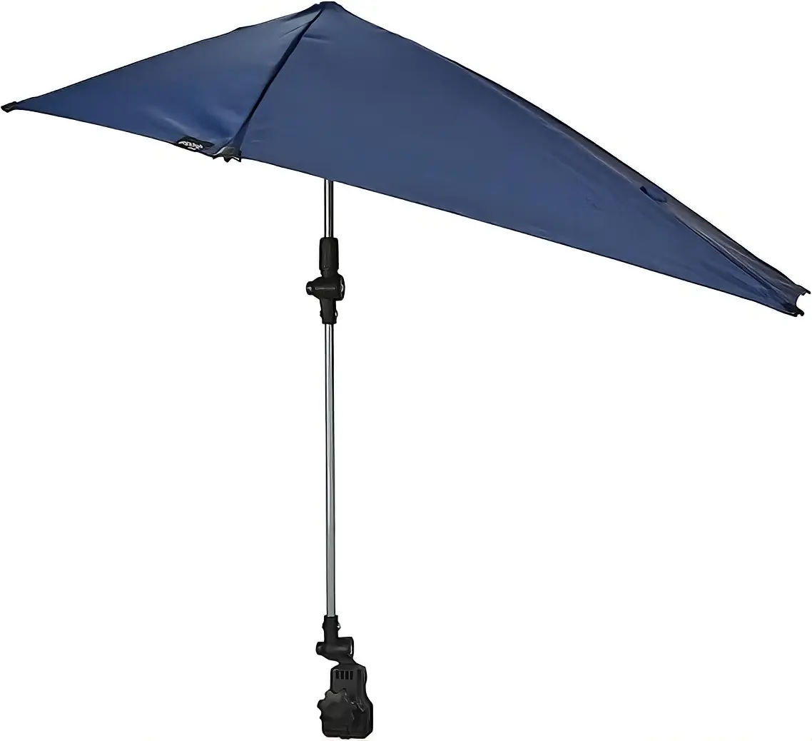 Clamp-On Beach Umbrella, Solid SPF 50+ UV Resistant Canopy, Stable and Sturdy with 360-Degree Adjustable Universal Clamp for Chairs & Sidelines, Outside Umbrellas, Sun Shelter