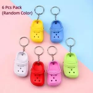 6pcs Random Keychain Set Surprise Collectibles Shoe Charms, Cute DIY Crafting Pendants, Shoe Decor for Backpacks & Schoolbags, Birthday Easter Gift, Party Favors