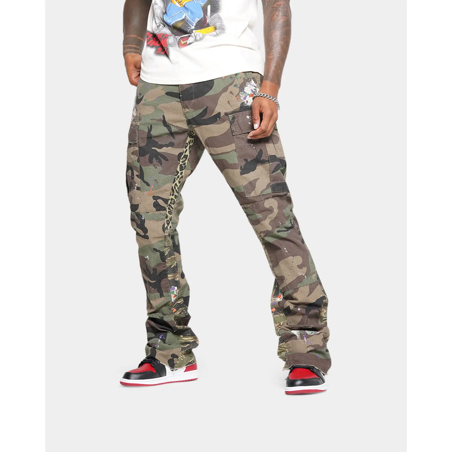 MNML Bootcut Contrast Cargo Pants Camo