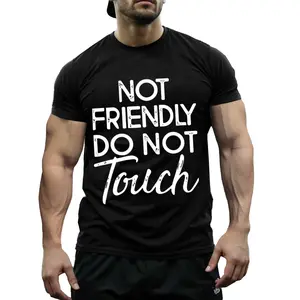 Not Friendly Do Not Touch Print Oversized Hoodie, Men Streetwear Pullover for Fall, Cozy Loose Hooded Top for Daily Layering Outfit
