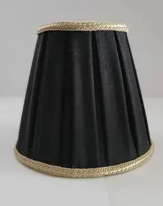 Black Box Pleated Chandelier Shade with Gold Lining | 3" Top, 4½" Bottom, 4½" Height | SKU 36669