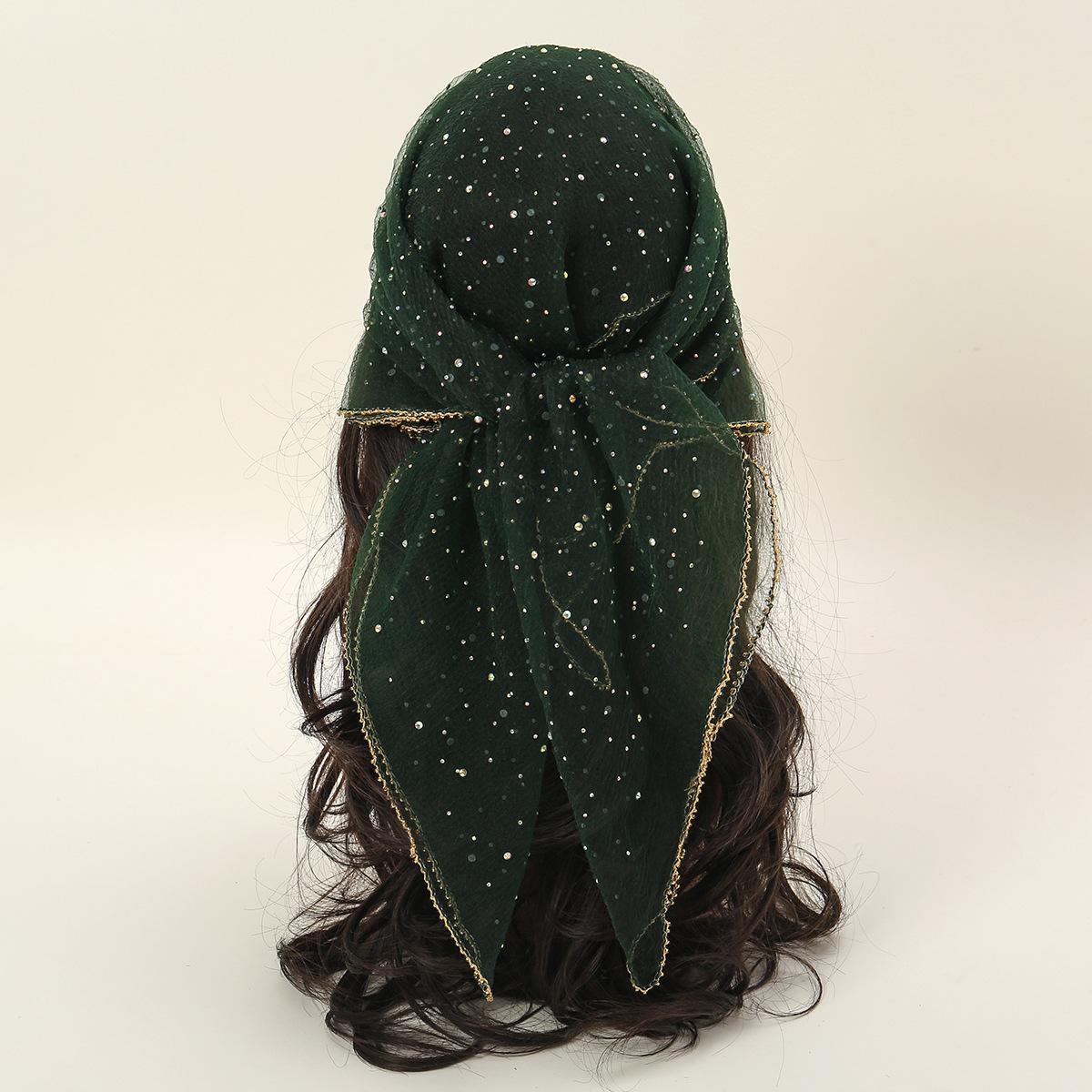 Female Modern Bandana Scarf - Glamorous Glitter-Detailed Fashion Neck Shawl, Multi-Use Head Scarf Turbans for Daily Neck Wear or Hijab, Exquisite Ladies' Birthday Gift (Sports & Outdoor Lawn Games Speed Badminton Accessory)