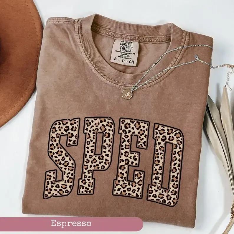 Comfort Colors Leopard Special Education Teacher Shirt, Sped Teacher Graphic Tee, Cute Back to School Outfit, Special Education Teacher Appreciation Gift, Trendy Leopard Print Sped Teacher Shirt, Casual Teaching Tee for Women & Men
