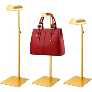 Purse Display Stand 3PCS Handbag Bag Stand Purse Rack Golden Stainless Steel Hanging Hook Stands Vendors Tabletop Adjustable Height Organizer Home Store Boutique Counter