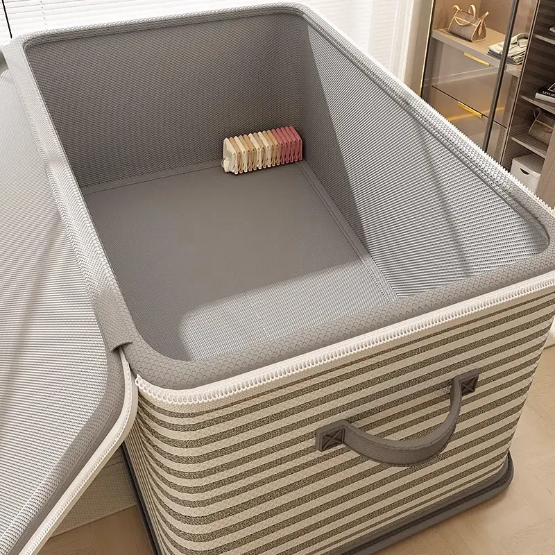 Storage box Large capacity clothes quilt zipper Fabric storage box Foldable storage box Organizing box Wardrobe basket Organiser Foldable Clothes Bin Clothes Storage Boxes Folding Storage Bin