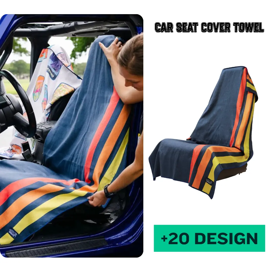 Car Seat Cover Towel – Universal Auto Seat Protector, Waterproof Beach Gym Travel Towel Cover, 20+ Designs