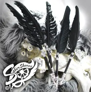 Feather Quill FACETED CRYSTAL guestbook ball point PEN Handmade Black Ink Artisan Crafted