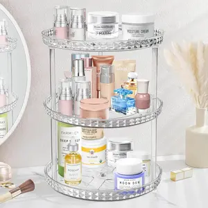3 Tier Lazy Susan Organizer Countertop, Clear 360 Rotating Cosmetic Makeup Organizer for, Skincare Organizers Perfume Organizer for Counter - Organization and -9.25INCH