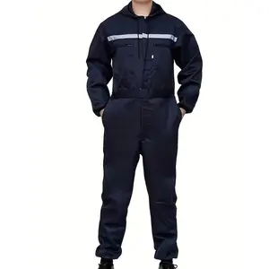 Men’s one-piece workwear set with multiple zippered pockets, comfortable fit, suitable for all seasons, ideal for gardening, post offices, and car repair shops; basic workmen’s clothing