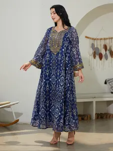 Traditional Style Embroidered Woven Kaftan Dress for Women, Long Sleeve Maxi Dress, Elegant Middle Eastern Fashion, Perfect for Special Occasions, Casual Wear