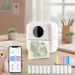Mini HD Portable Label Printer Wireless Thermal Study Tool for Students Compact Homework Helper No Ink Sticky Notes Learning Aid Office Memo Device Pocket Thermal Printer for Notes Organization