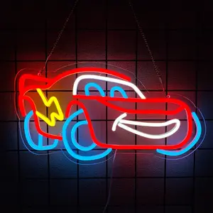 Car Neon Sign for Wall Decor, Racing Car Neon  Sign, Neon Light Sign for Bedroom Playroom Birthday Party, Gift for Racing Fans, Led Neon Lights, Decorative Wall Light, Led Light Up