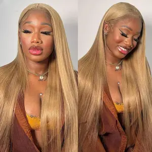 13x6 Honey Blonde Wig Human Hair 13x4 Lace Front Wigs Human Hair Straight HD Transparent Lace Front Wigs Human Hair 27# Colored Wigs Human Hair Pre Plcuked With Baby Hair for Women