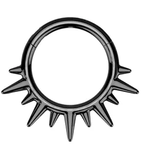 Black PVD Spike Ray Stainless Steel Hinged Segment Ring